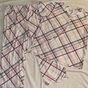 Dream: Plaid Pink,White,Blue Women's Pajama Set Sz L